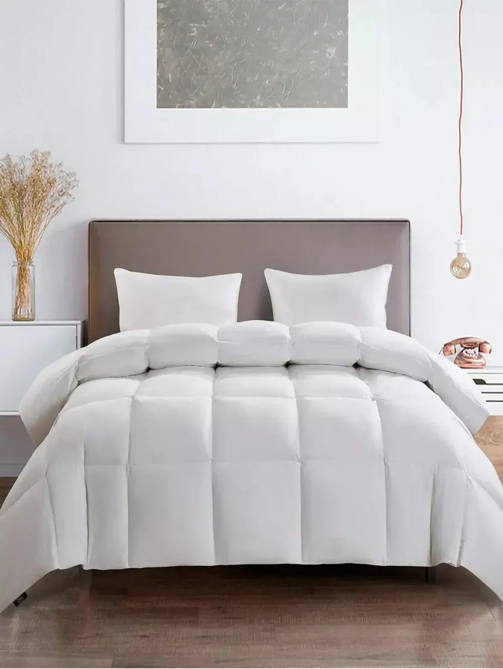 Serta White Goose Feather & Down Fiber Light Warmth Comforter, Full/Queen